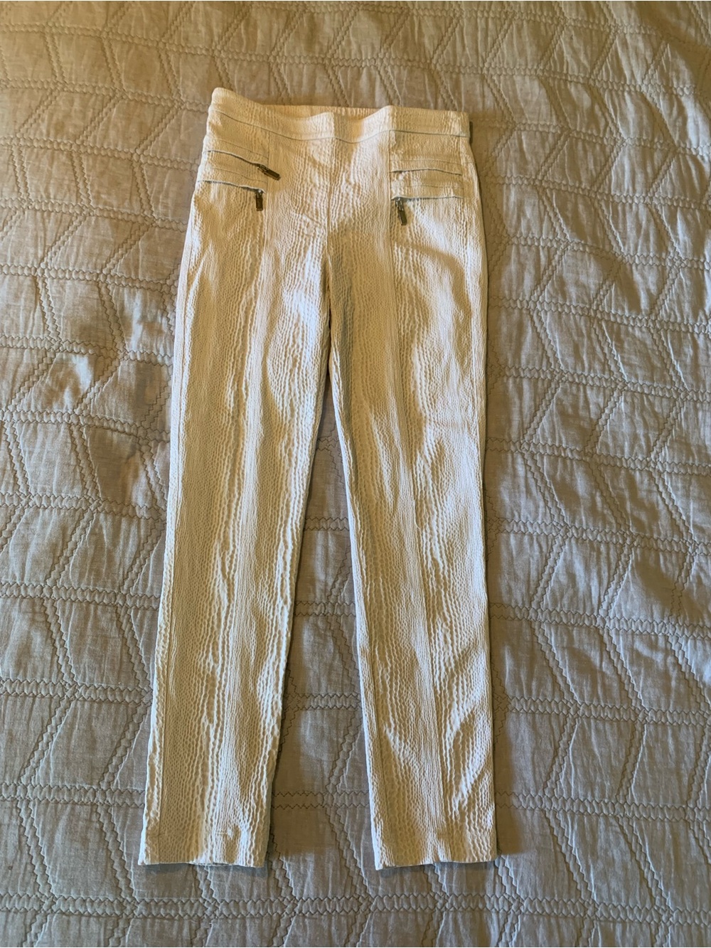 Joseph Ribkoff Women's Off White Textured Skinny Pants